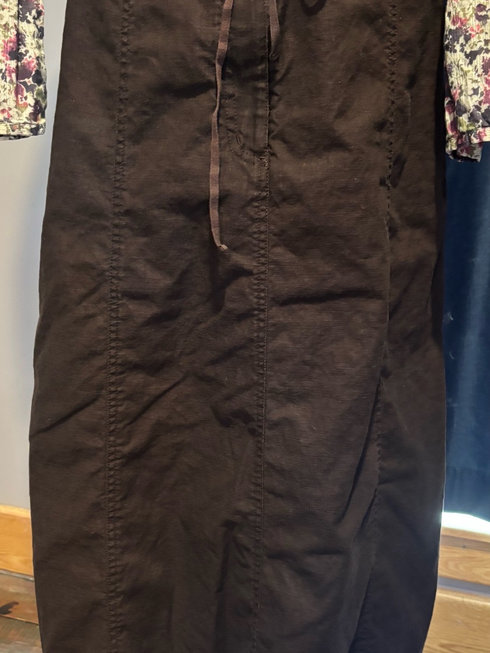 J. Crew Dark Brown Midi Skirt with Drawstring Waist